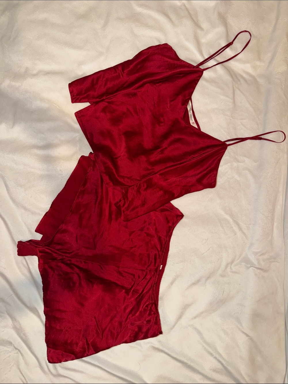 Victoria's Secret Red Silk Cami & Shorts Set